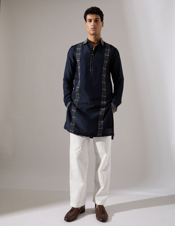 Henry Regal Kurta Set - Navy