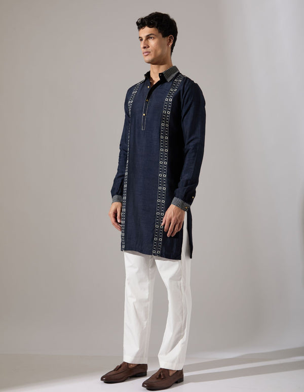 Henry Regal Kurta Set - Navy