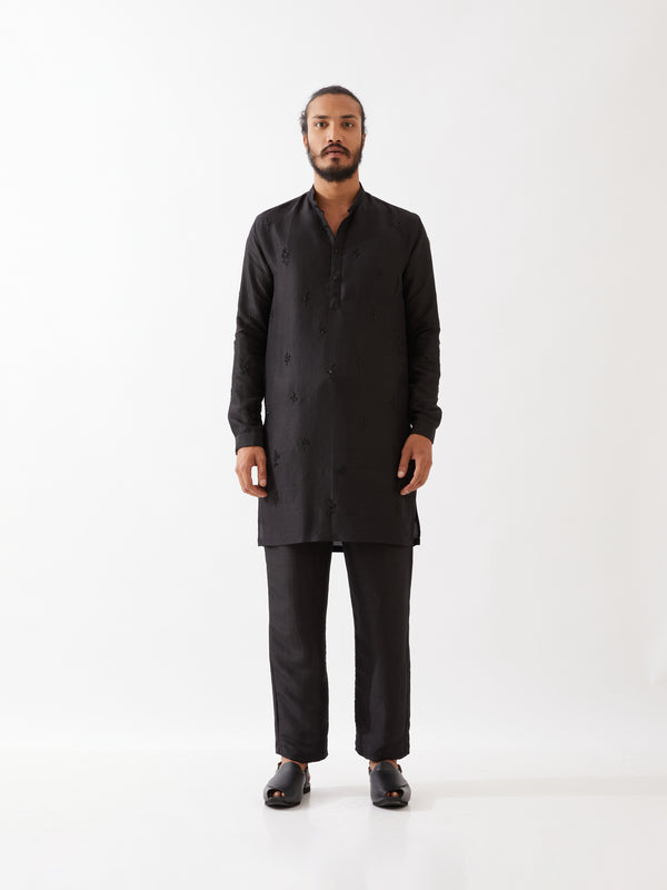 PAXTON SILK KURTA SET - BLACK