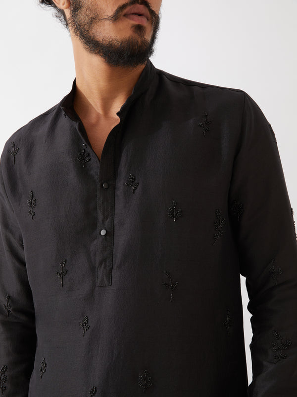 PAXTON SILK KURTA SET - BLACK