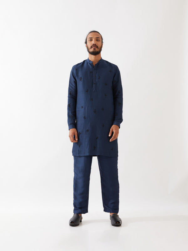 PAXTON SILK KURTA SET - NAVY