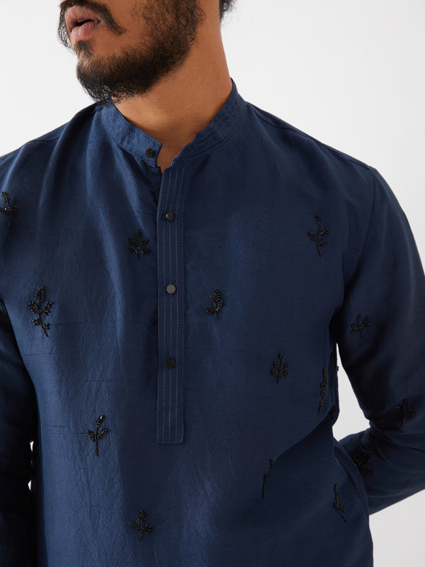 PAXTON SILK KURTA SET - NAVY