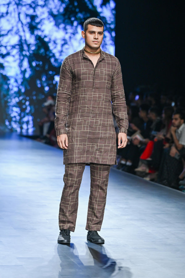 RISHAV CHECKS LOOK - BROWN