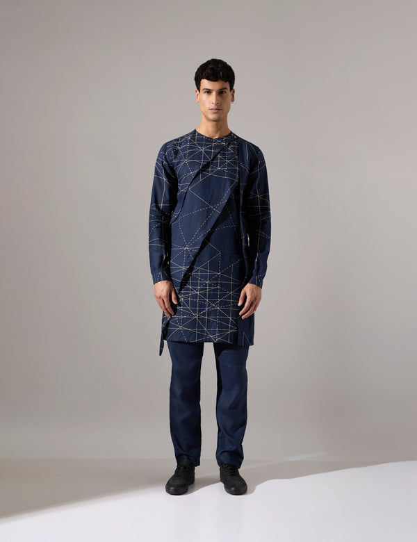 Austin network Kurta Set - Navy