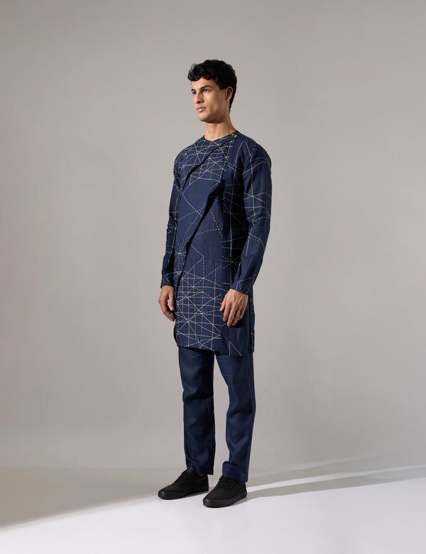 Austin network Kurta Set - Navy