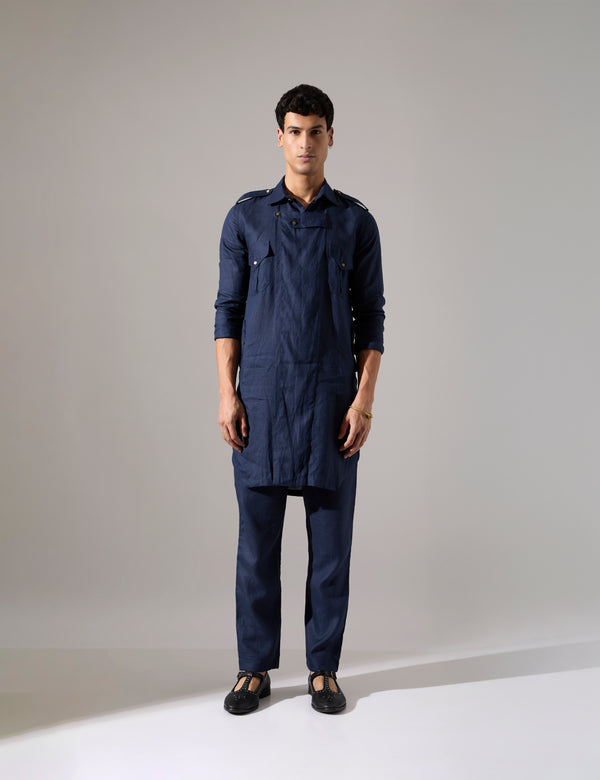 Caleb Kurta Set - Navy
