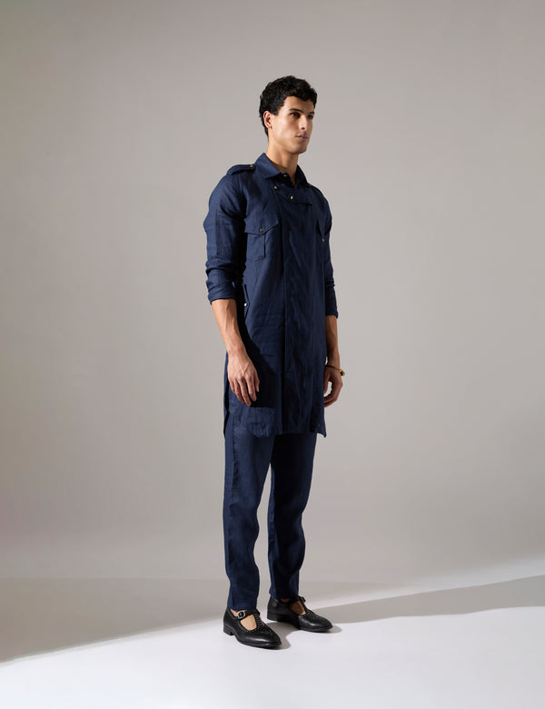 Caleb Kurta Set - Navy