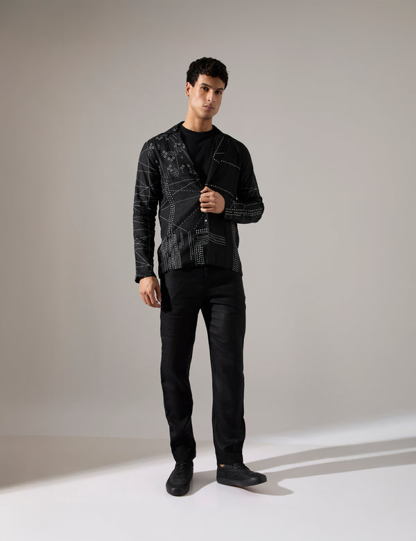 Tony Multi Panel Blazer Look - Black