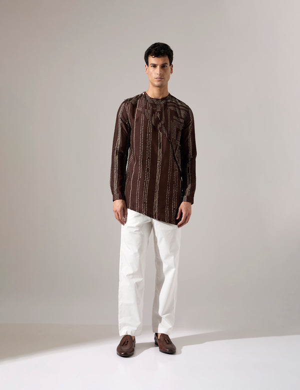 Corey Dots and Shibori Kurta Set - Bark