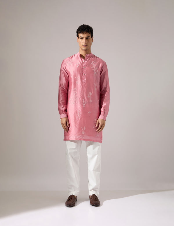 Jorah Hand Embroidered Kurta Set - Pink