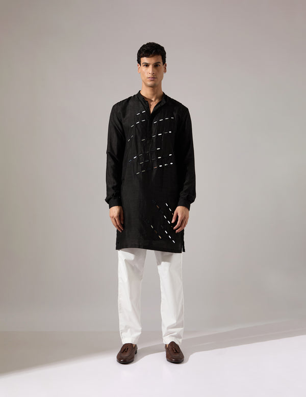 Jeremiah Hand Embroidered Kurta Set - Black