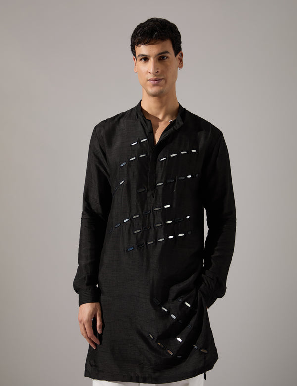 Jeremiah Hand Embroidered Kurta Set - Black