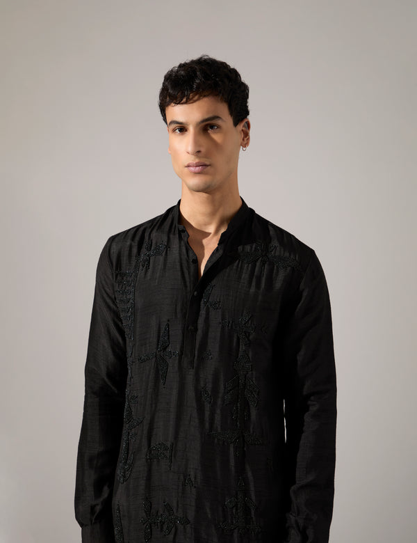Adam Hand Embroidered Kurta Set - Black