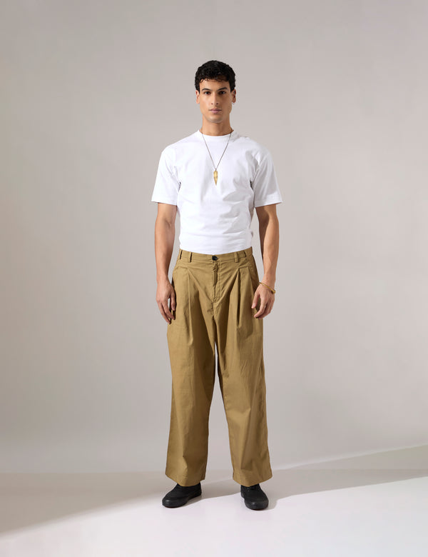 Jep Pleated Baggy Pant - Khaki