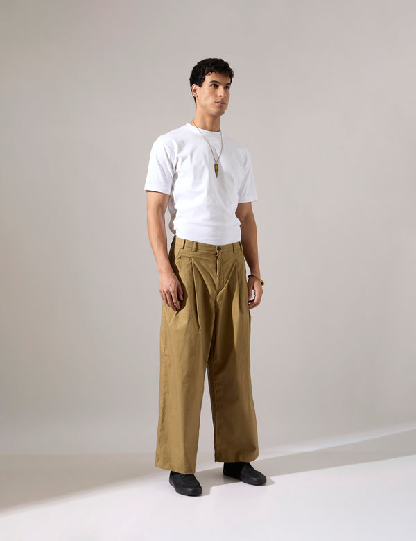 Jep Pleated Baggy Pant - Khaki
