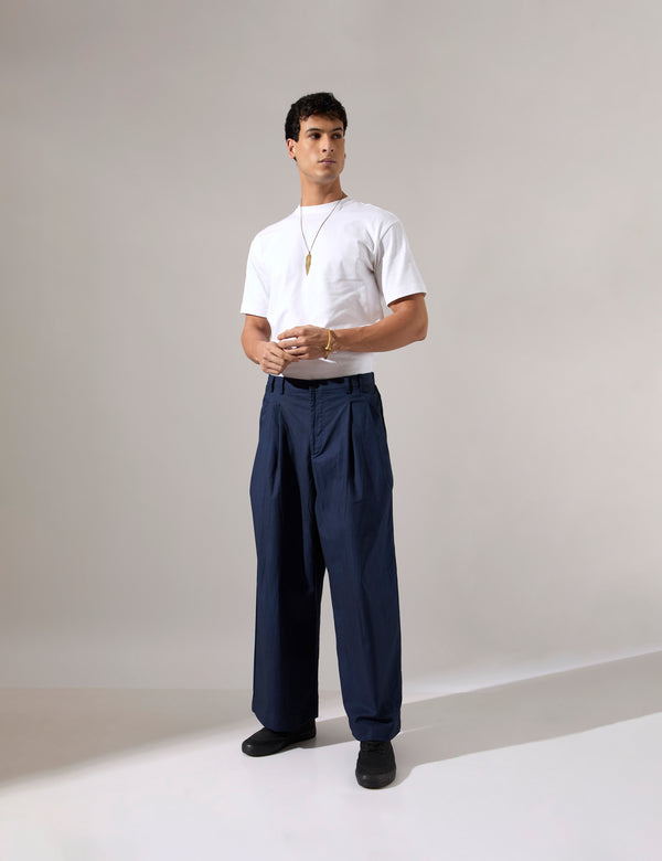 Jep Pleated Baggy Pant - Navy