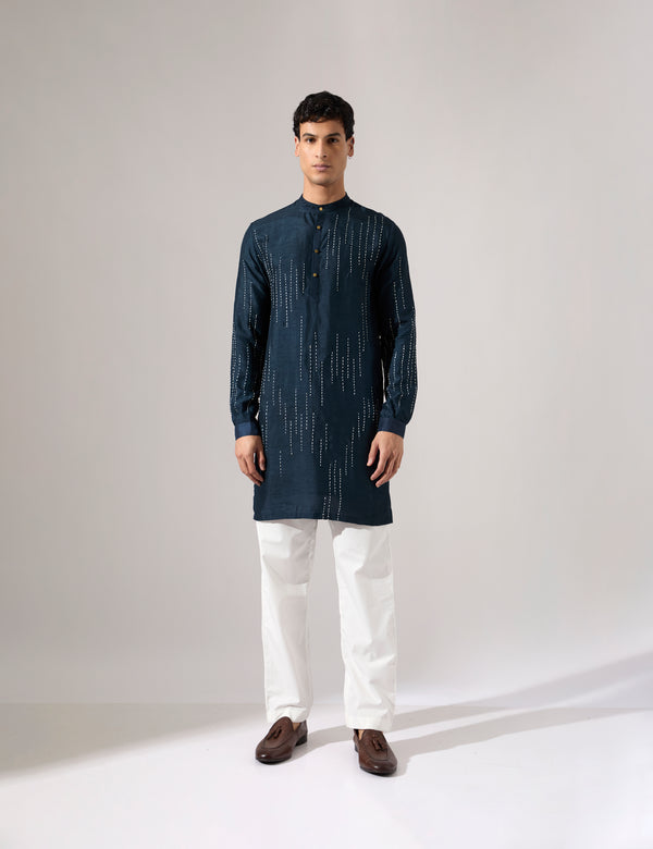Ramsey Hand Embroidered Kurta Set - Navy