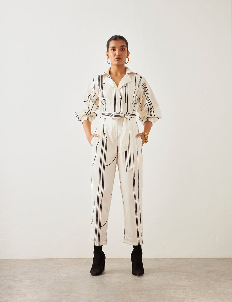 BOWLER JUMPSUIT - OFF WHITE