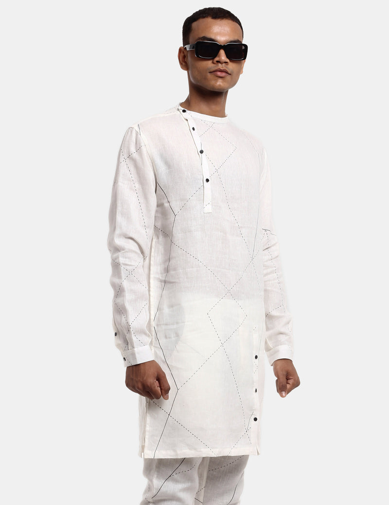 Sherwood - Kurta - Lines - White