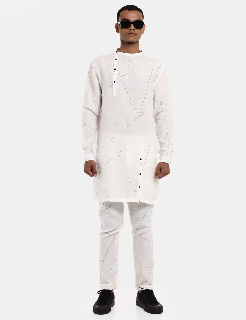 Sherwood - Kurta - Lines - White